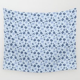 Blue Snowflakes Wall Tapestry