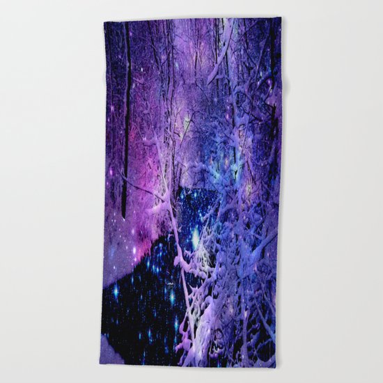 Cosmic River Galaxy Forest Beach Towel