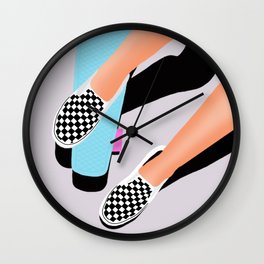 Skater girl poser- Graphic Design Art Wall Clock