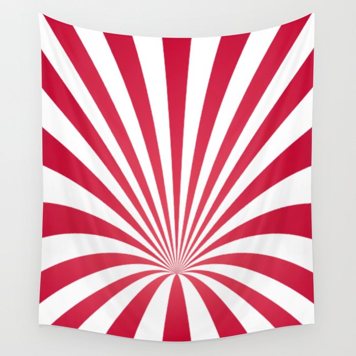 Red White and Pink Stripes Swirl Funnel Vintage Wall Tapestry