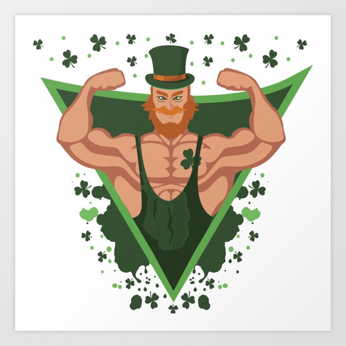 St Patricks Day Strong Irish Men Bodybuilder Gift Art Print by Pubi Sales