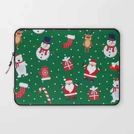 Christmas Seamless Pattern with Snowman, Reindeer and Santa Claus 04 Laptop Sleeve
