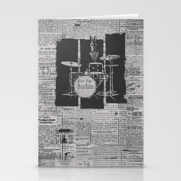 Drummer wears a rabbit's mask Stationery Cards