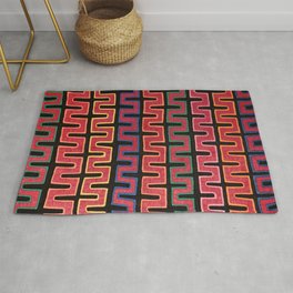 Vintage Mola Geometric Textile Pattern Rug | Colorful, Boho, Latinamerican, Columbia, Latinamerica, Design, Guna, Panama, Centralamerica, Vintage 