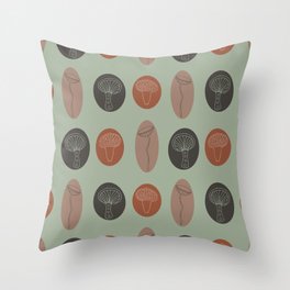 Mushroom Medley in Earthy Colors Throw Pillow