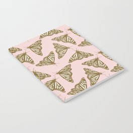 Boho Butterfly Pattern, Pink, Olive Green, Cream Notebook