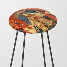 Lady and The Unicorn Medieval Tapestry Counter Stool