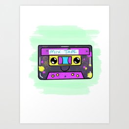 Kawaii Retro Cassette Tape Art Print