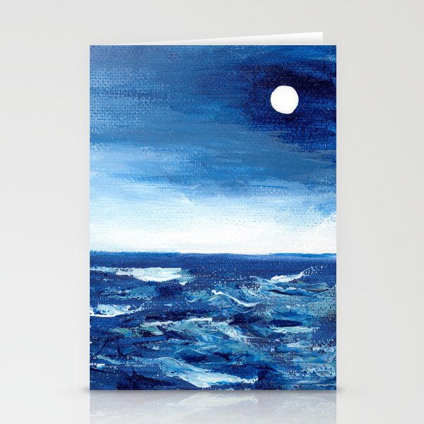 Moon and Waves Stationery Cards
