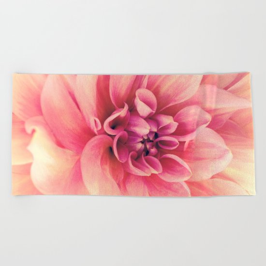 Her Smile (Spring Blooming Rose Pink Dahlia) Beach Towel