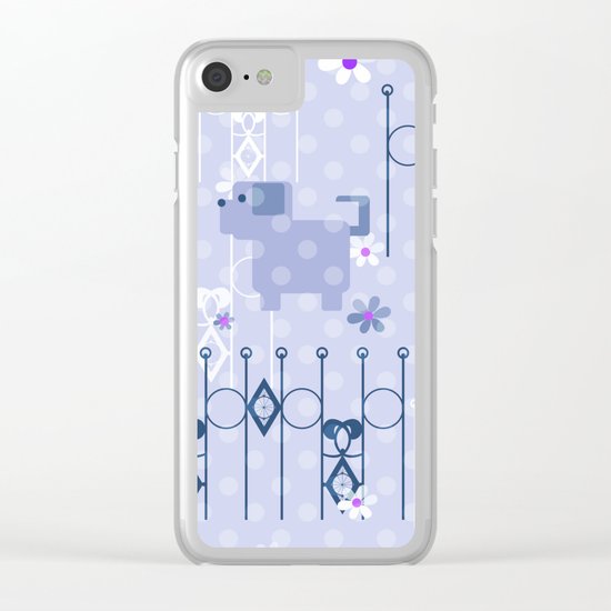 Blue pattern with puppy . Clear iPhone Case