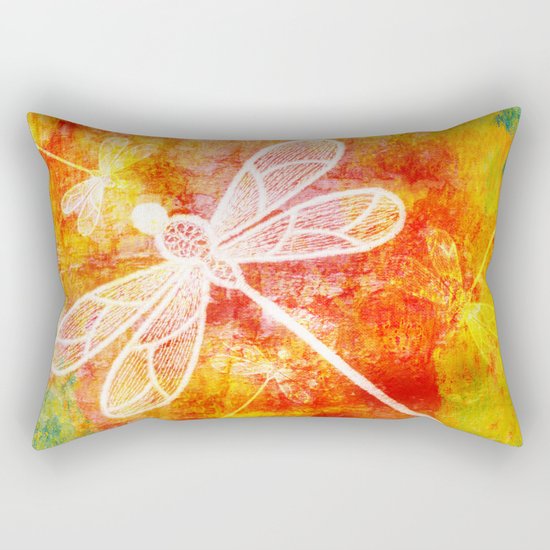 Dragonfly in embroidered beauty Rectangular Pillow