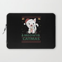 Merry Catmas Funny Cat Christmas Pun Laptop Sleeve