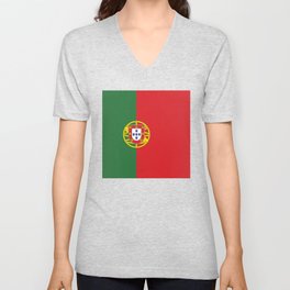 Portugal Flag Print Portuguese Country Pride Patriotic Pattern V Neck T Shirt