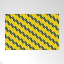 [ Thumbnail: Yellow & Dark Slate Gray Colored Lines Pattern Welcome Mat ]
