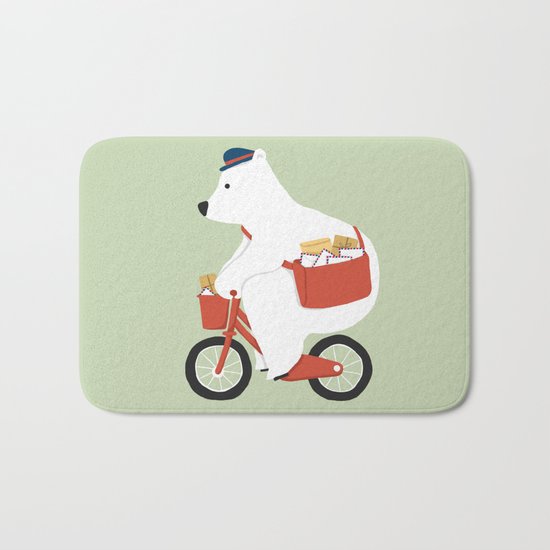 Polar bear postal express Bath Mat