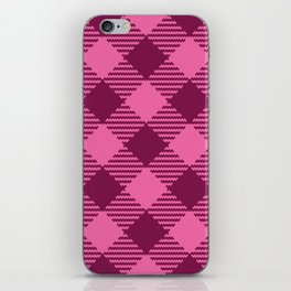 Retro Valentine's gingham check burgundy pink pattern iPhone Skin