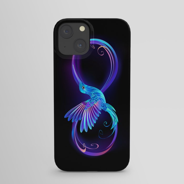 Infinity symbol with glowing hummingbird iPhone Case