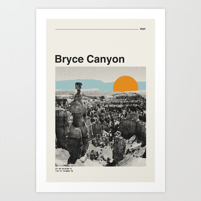 US National Park Retro Poster Bryce Canyon Utah Art Print