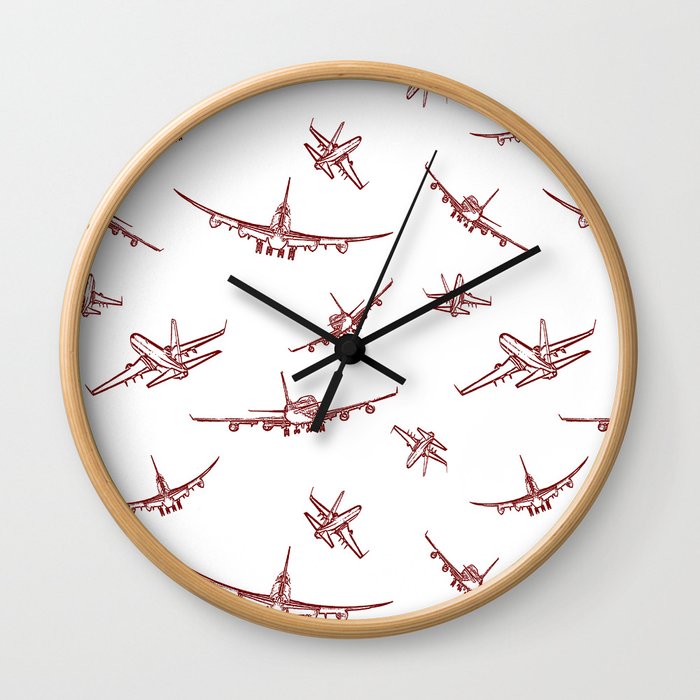 Red Airplanes Wall Clock