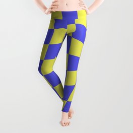 Warped Check pattern in  blue and yellow Leggings
