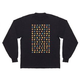 Cheerful Painted Watercolor Dot Pattern in Moroccan Orange Ochre Teal Blue Cream Long Sleeve T-shirt