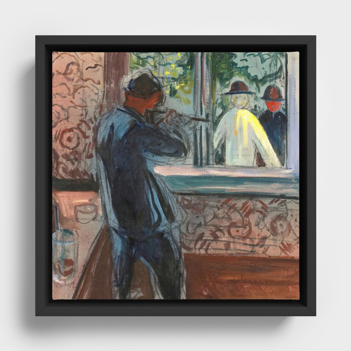 Edvard Munch uninvited guests Framed Canvas