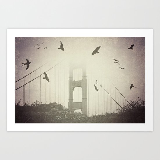 Birds Over the Bridge Art Print