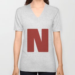 N (Maroon & White Letter) V Neck T Shirt