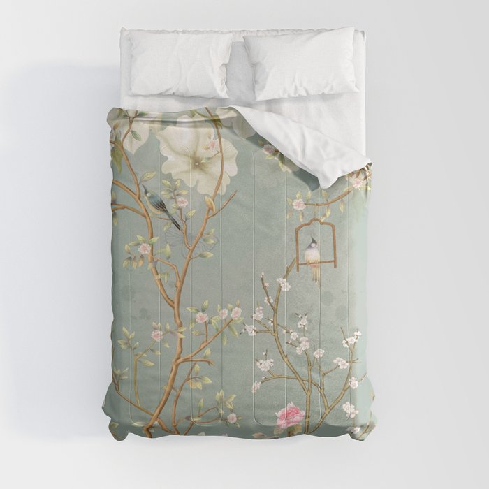 Romantic Chinoiserie Pearl Garden Comforter