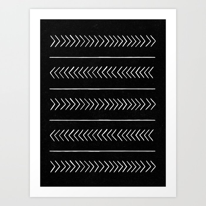 Arrows & Lines - Weathered Black Art Print