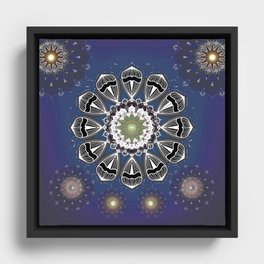 Star Harmony Night Sky Floral Mandala Glow Print Framed Canvas
