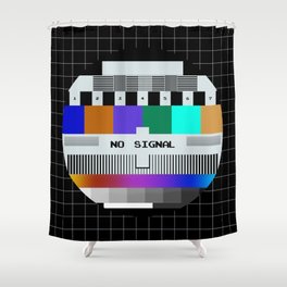 Glitched VHS screen seamless pattern Shower Curtain