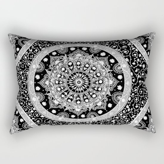 Black and White Mandala Rectangular Pillow