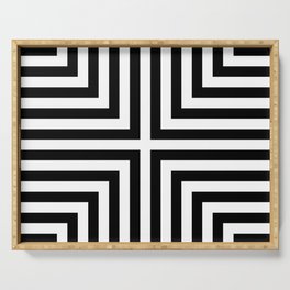 Simple Geometric Cross Pattern - White on Black - Mix & Match with Simplicity of life Serving Tray