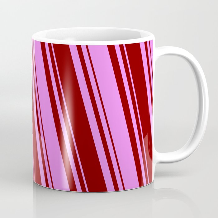 Maroon & Violet Colored Lined Pattern Coffee Mug