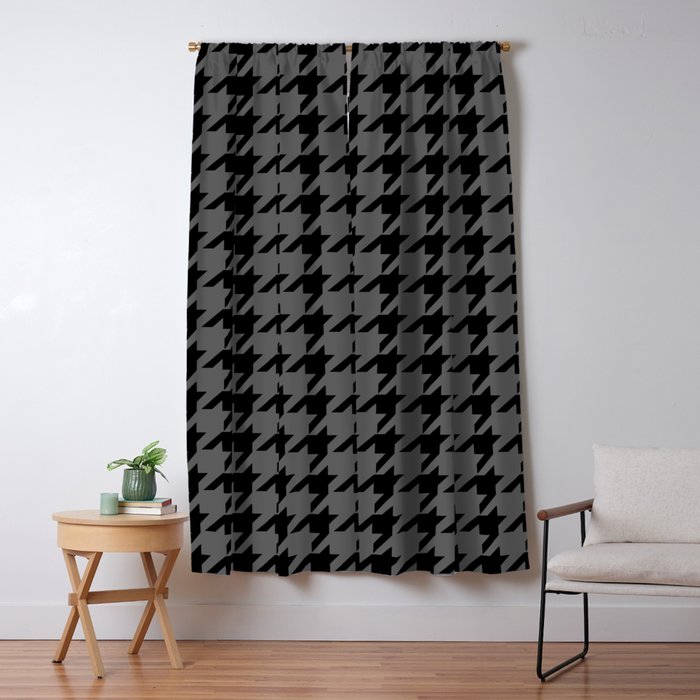 Houndstooth (Black & Grey Pattern) Blackout Curtain by LXLBX8 Society6