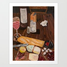 wine and cheese in a cave Art Print