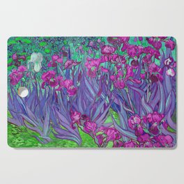 Vincent Van Gogh Irises Painting Violet Fuchsia Palette Cutting Board