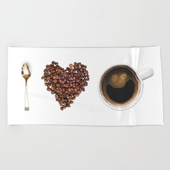 I Love Coffee Beach Towel
