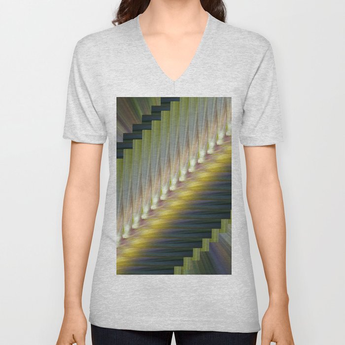 Feathered on the Diagonal V Neck T Shirt