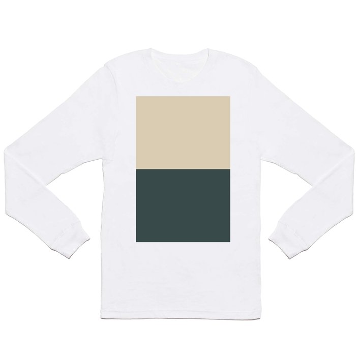 Green and Beige Horizontal Blocks Inspired by PPG Glidden Night Watch PPG1145-7 and Alpaca Wool PPG1 Long Sleeve T Shirt