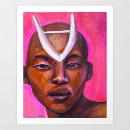 Pink Warrior Woman Art Print