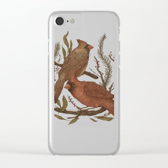 Wintery Cardinals Clear iPhone Case