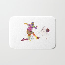 soccer player in watercolor Bath Mat