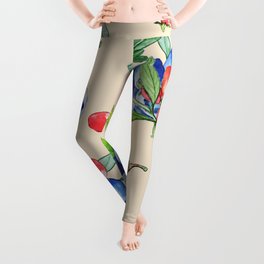Goji berry and Blueberry watercolor illustration pattern Leggings