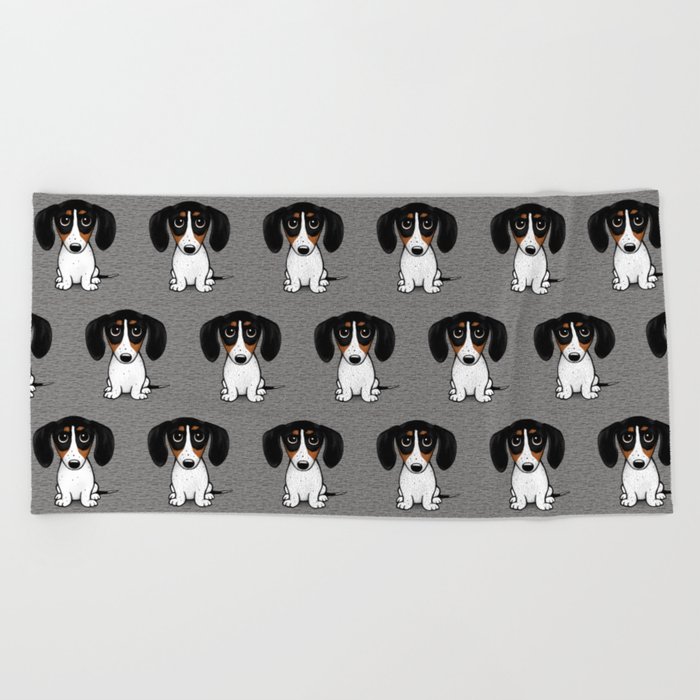 Piebald Dachshund | Cute Wiener Dog Puppy Beach Towel