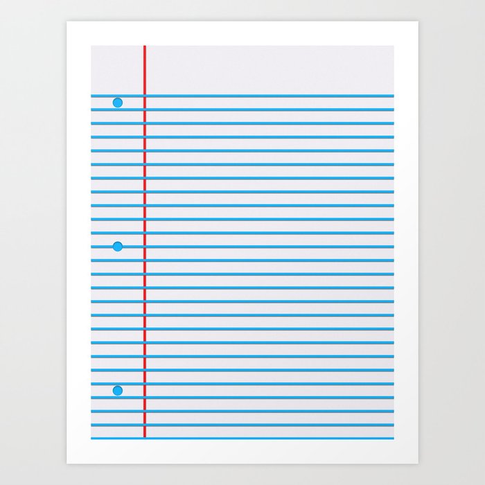 Loose Leaf Lined Paper Dropshadow Vector Pattern Art Print by Patterns