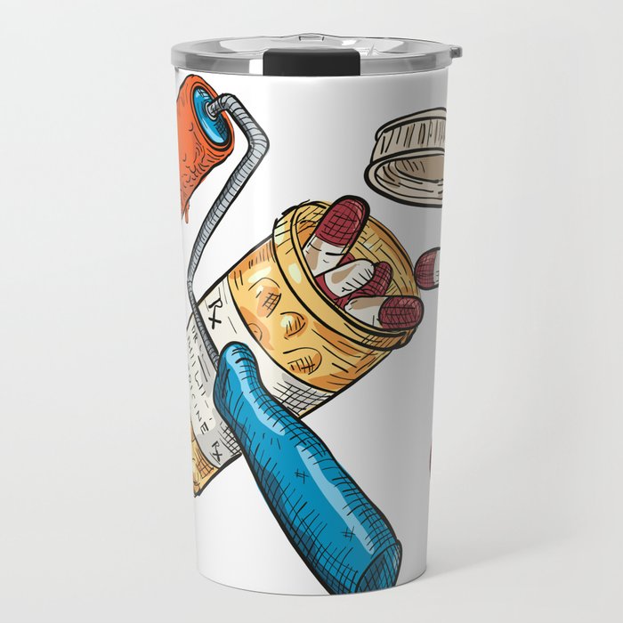 Paint Roller Medicine Capsule Bottle Drawing Color Travel Mug By Patrimonio Society6
