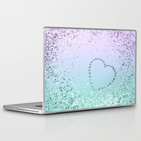 Sparkling MERMAID Girls Glitter Heart #1 (Faux Glitter) #decor #art #society6 Laptop & iPad Skin